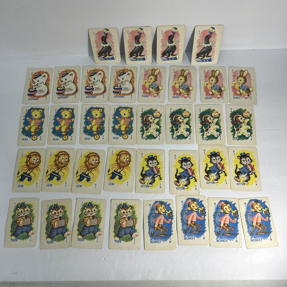 Vintage 1960s Animal Rummy (No. 441) Complete By Warren Paper Products